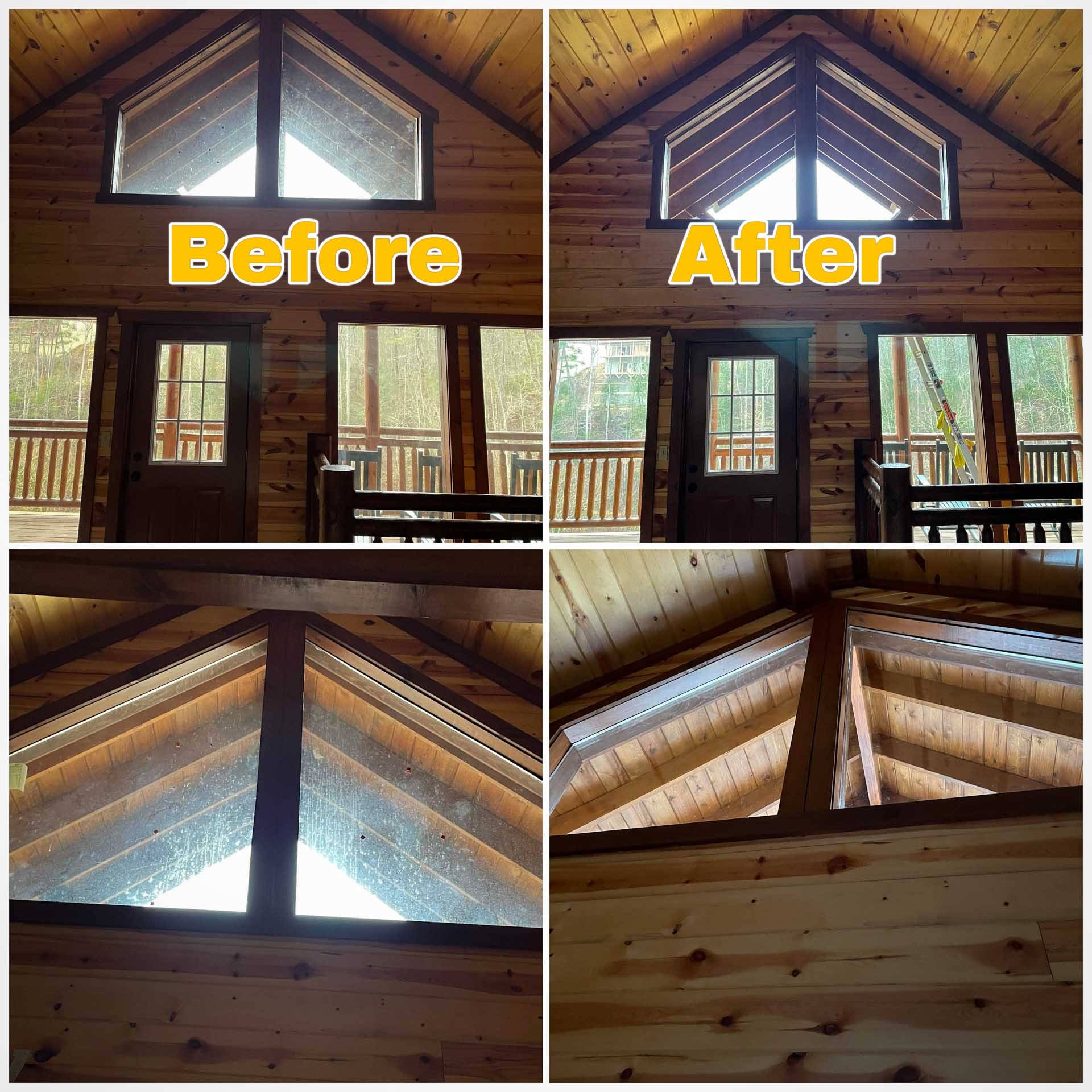 Crystal-clear cabin windows after expert window cleaning Sevier County