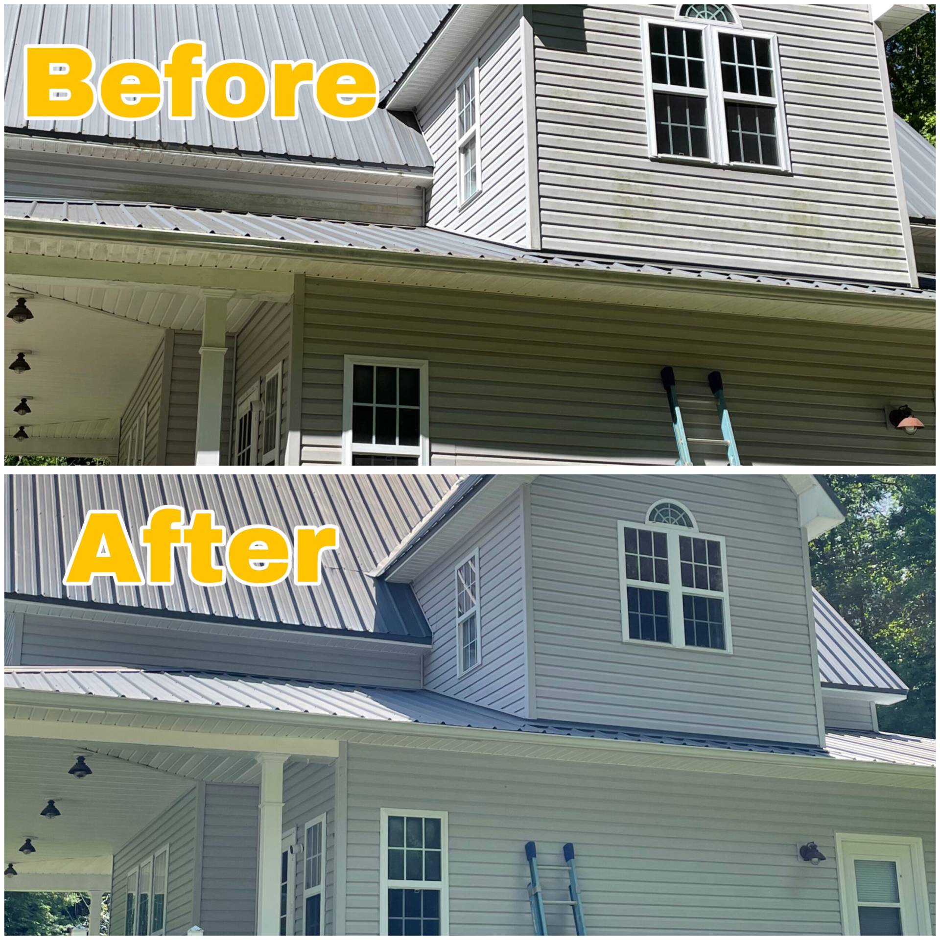 Sevierville roof washing service removing years of buildup.