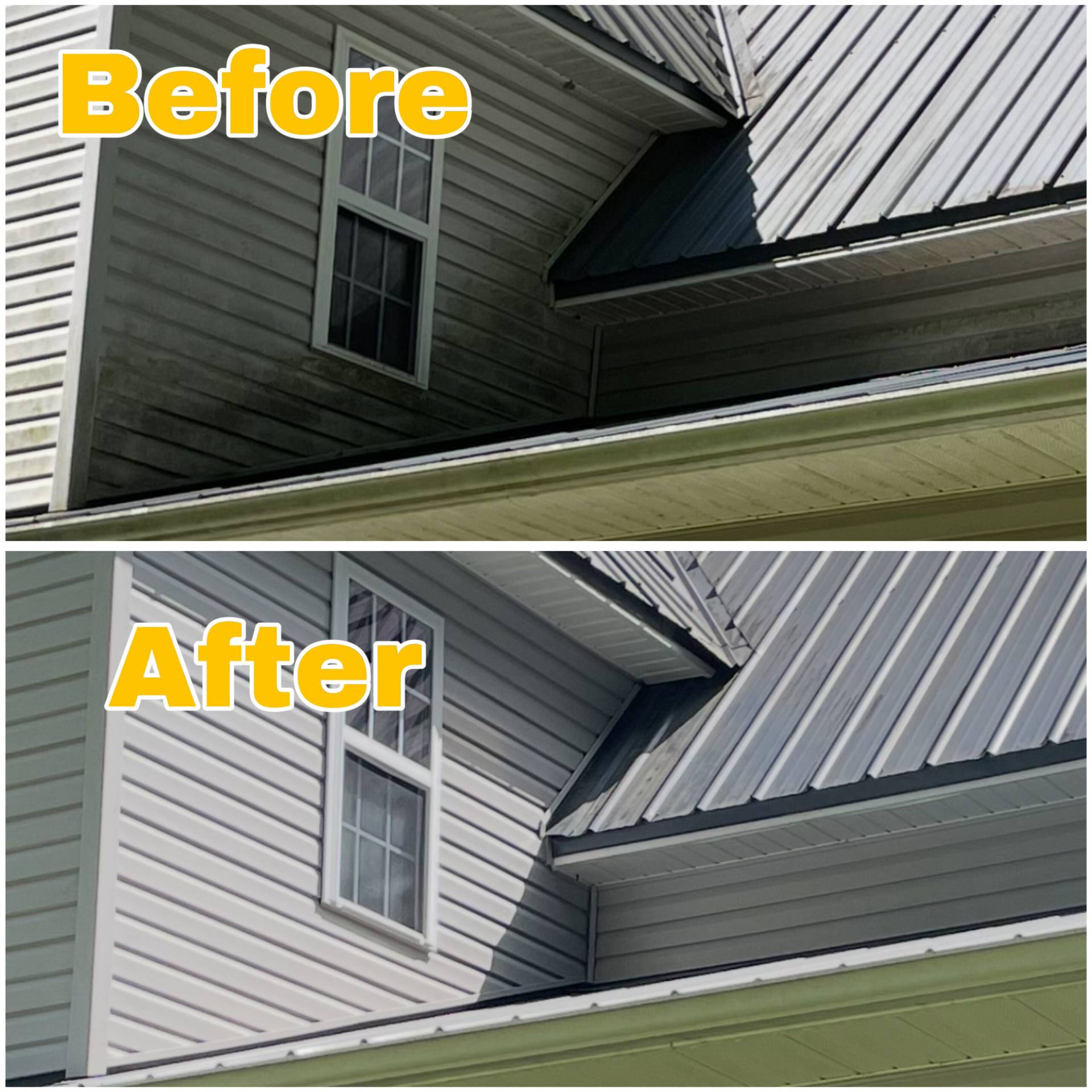 Power washing siding for residential house washing service.