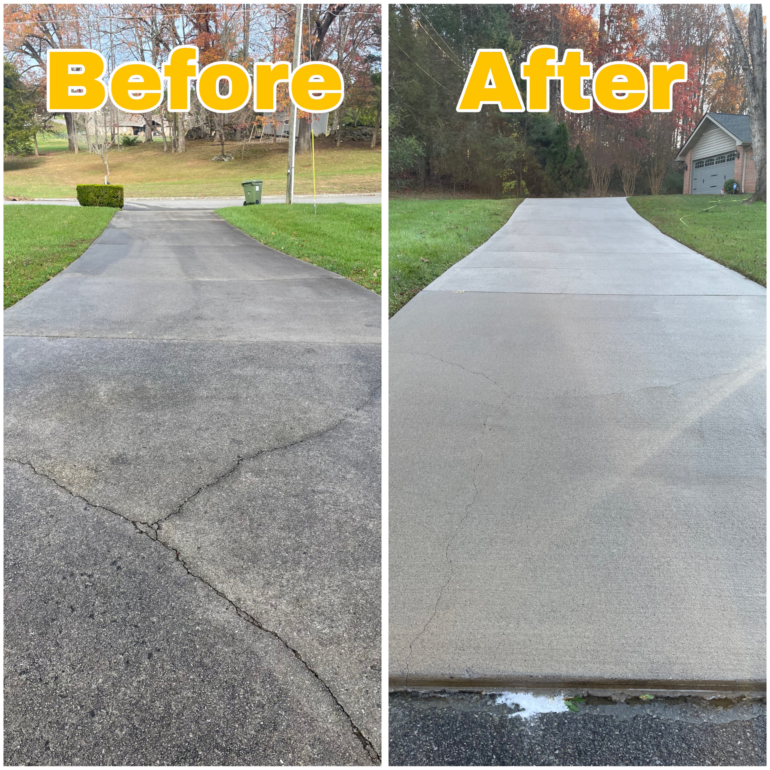 Sidewalk and driveway concrete pressure washing in Sevierville — removing embedded stains and debris